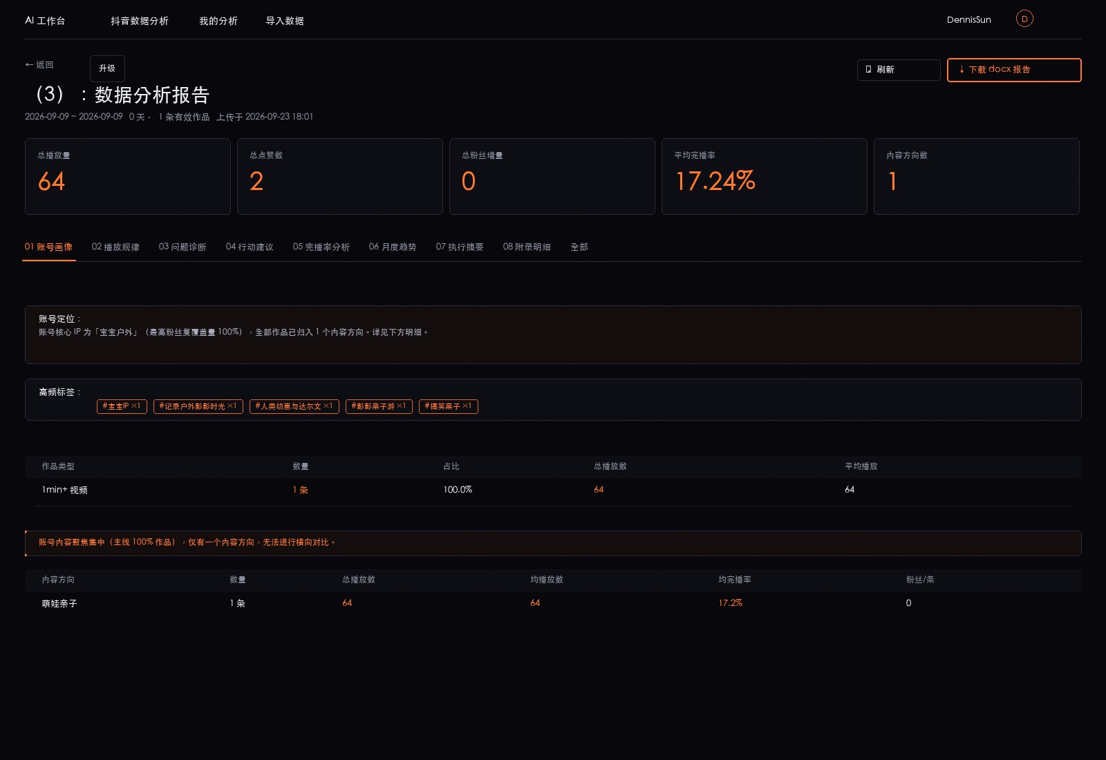 抖音数据分析师报告 UI 截图